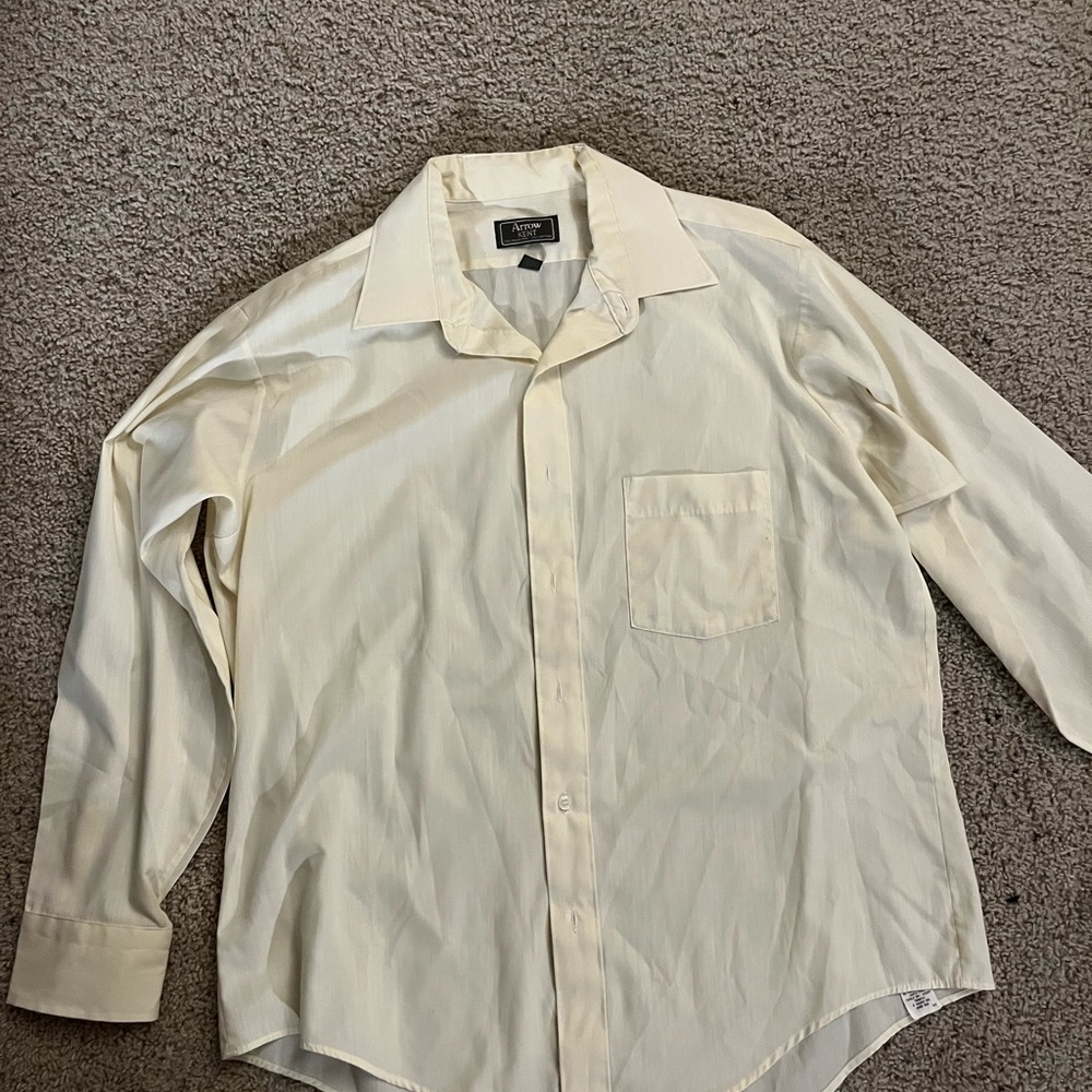 Vintage 1980s Arrow Button-Up Shirt Men’s 16.5-33 Cream White